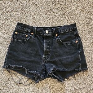 Levi's Black Frayed Denim Shorts